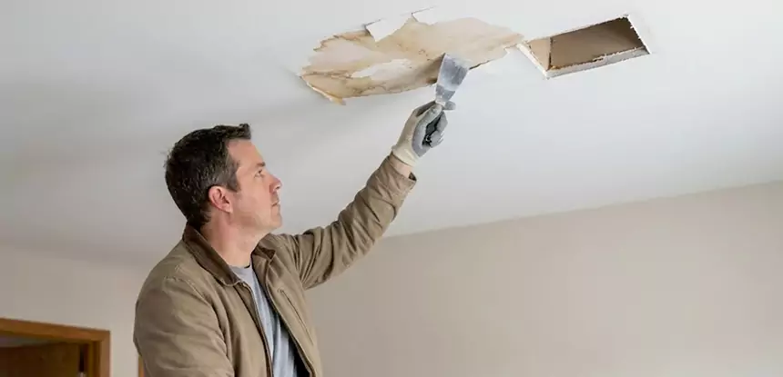 Ceiling Water Stain and Drywall Repair in Newnan